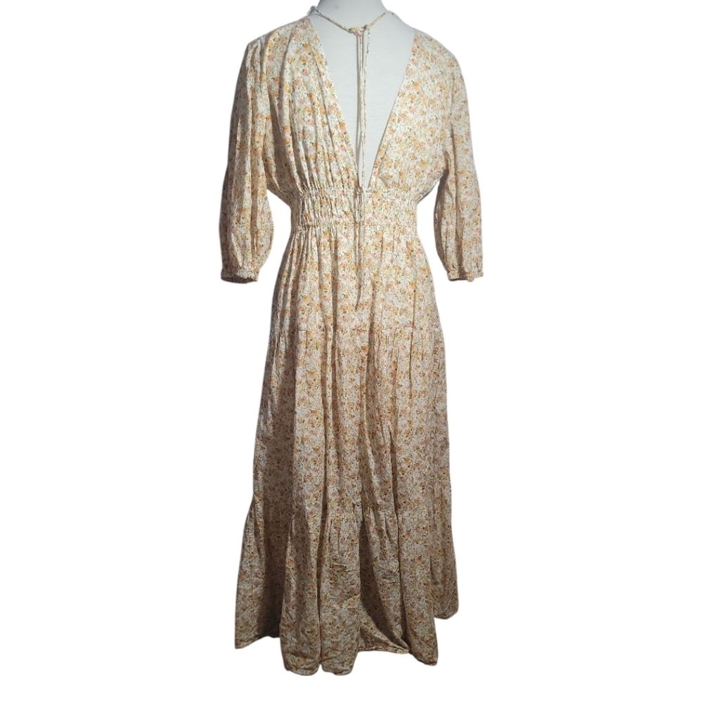 Significant Other cottagecore adele Chic butter yellow Floral Maxi Dress 8 - Picture 9 of 10
